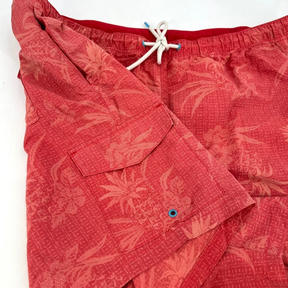 Tommy Bahama Swim Trunks Red Orange Pineapple Print‎ Size XL